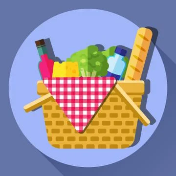 Picnic basket vector illustration. Stock Illustration