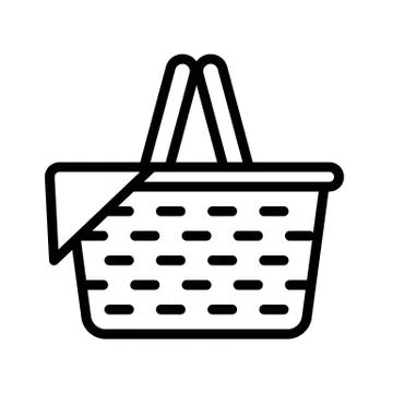 Picnic Basket vector, Isolated Spring season line icon Ilustración de archivo