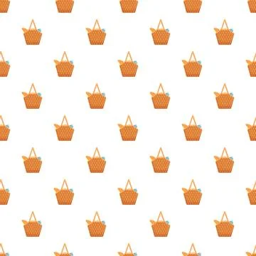 Picnic basket vector repeating pattern design 库存插图