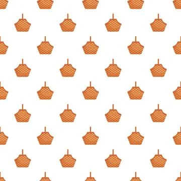 Picnic basket wicker pattern repeating on white background Stock Illustration