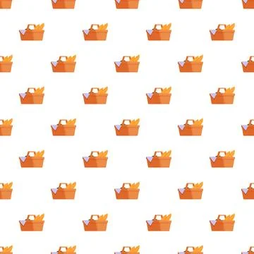 Picnic baskets with bread seamless repeating pattern Иллюстрация