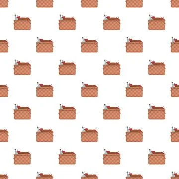 Picnic baskets forming seamless pattern for summer recreation Stock Illustration