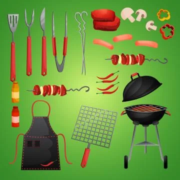 Picnic bbg set Illustrazione stock