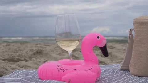 Picnic on the beach by the sea. Stock Footage 158088704