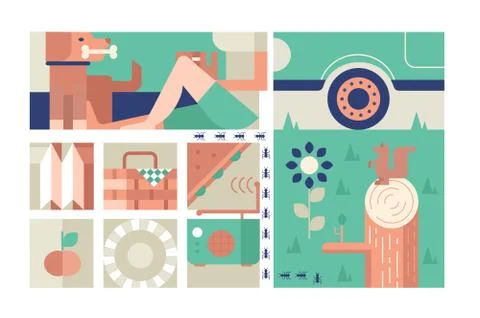 Picnic design flat concept Stock Illustration