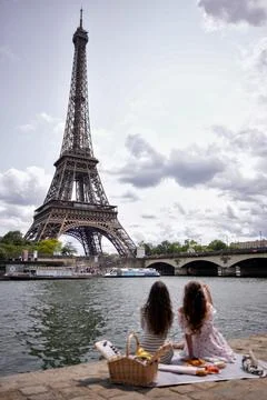 Picnic with Eiffel Tower View Stock Photos