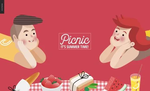 Picnic elements, banner template Stock Illustration