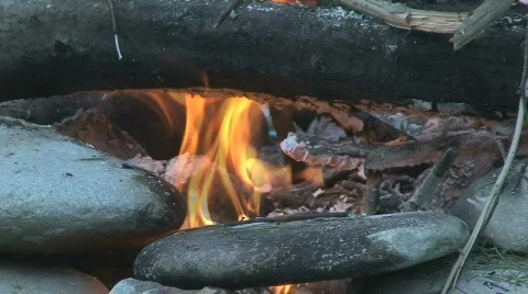 Picnic fire 3 Stock Footage 808233