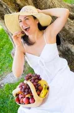 Picnic with fruit Stock Photos