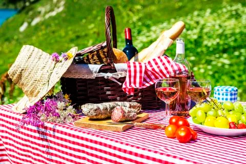 Picnic on the grass Stock Photos