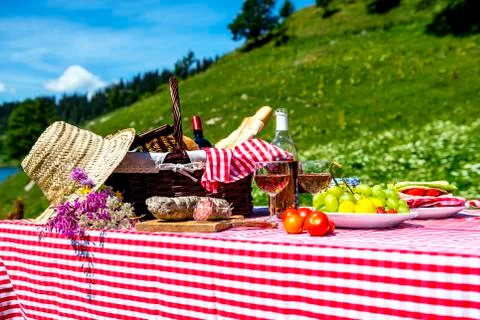 Picnic on the grass Stock Photos