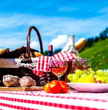 Picnic on the grass Stock Photos
