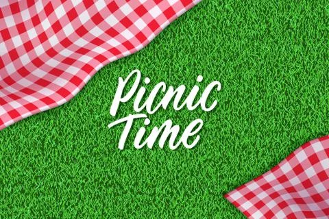 Picnic horizontal background. Vector poster or banner template with realistic Stock Illustration