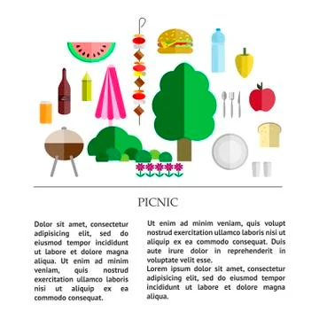 Picnic icon collection Stock Illustration