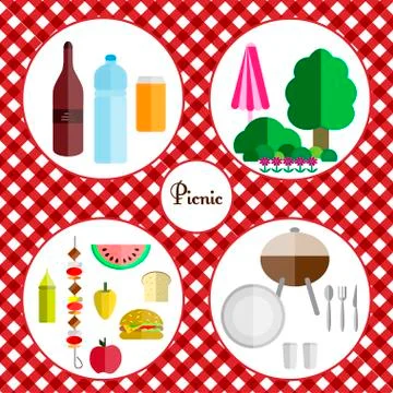 Picnic icon set Stock Illustration