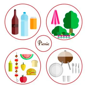 Picnic icon set Stock Illustration