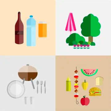 Picnic icon set Stock Illustration