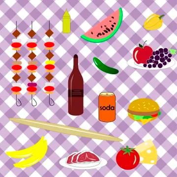 Picnic icon set Stock Illustration