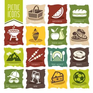 Picnic icon set Stock Illustration