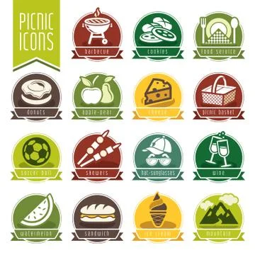 Picnic icon set Stock Illustration
