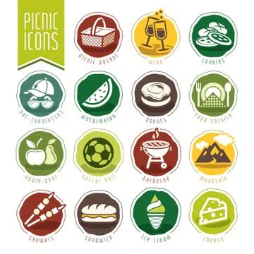Picnic icon set Stock Illustration