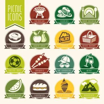 Picnic icon set Stock Illustration