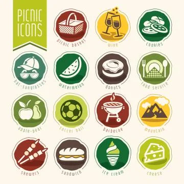 Picnic icon set Stock Illustration