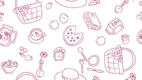 Picnic illustration set pattern  Stock Illustration