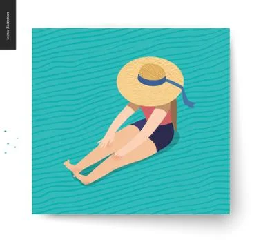 Picnic image summer postcard Stock Illustration