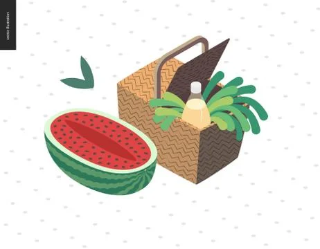 Picnic image summer postcard Stock Illustration