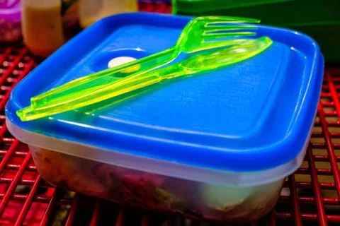 Picnic lunch in plastic container Stock Photos
