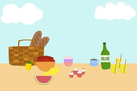 Picnic Menu Background Vector Illustrazione stock
