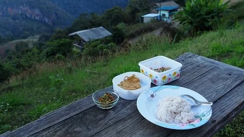 Picnic in mountains Stock Footage 102594278