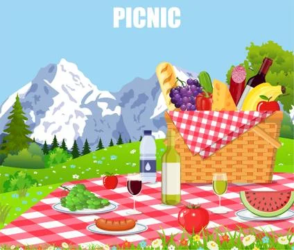 Picnic in the Mountains Stock-Illustration
