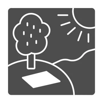 Picnic in nature in sunny day solid icon, summer time concept, Sunny day in park Illustrazione stock