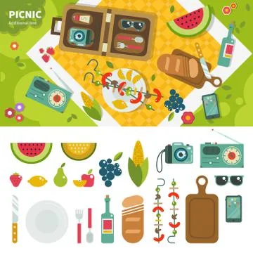 Picnic in the park Stock Illustration