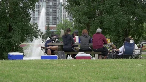 Picnic at the park (slow motion). 库存影片 76791574