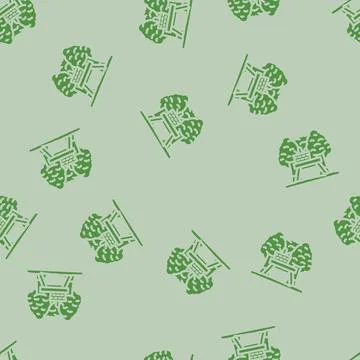 Picnic park spring glyph vector seamless pattern Stock Illustration