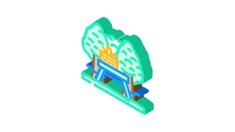 Picnic park spring isometric icon animation Stock Footage 327276548