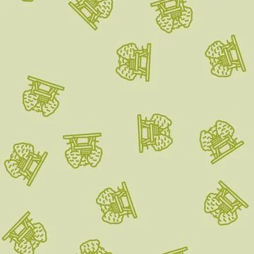 Picnic park spring line vector seamless pattern Stock Illustration