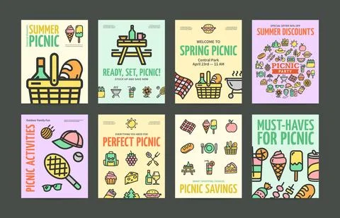 Picnic Party with Bbq Concept Vertical Invitation Placard Poster Banner Card Stock Illustration