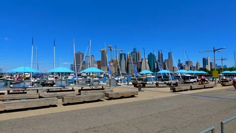 The Picnic Peninsula Barbeque Area Brooklyn New York motion stock video Stock Footage 337917437