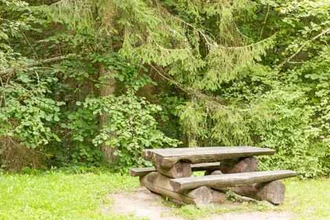 Picnic place in forest Stock Photos