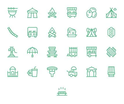 Picnic Professional Vector Set with 25 Regular Line Detail Enhanced High Re.. Stock Illustration