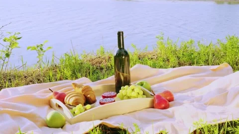 Picnic by the river. Stock Footage 154657431