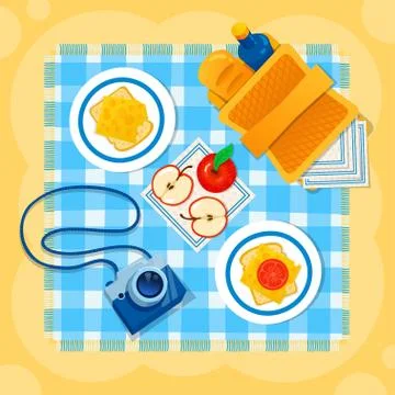 Picnic on the sand vector illustration. Stock Illustration
