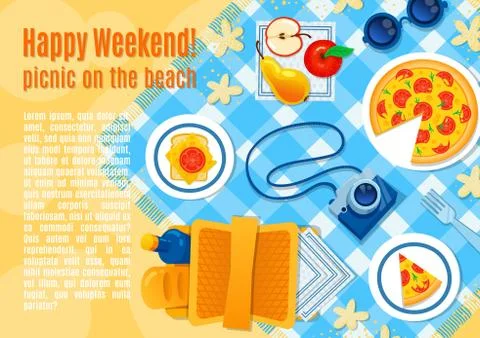 Picnic on the sand vector illustration. Stock Illustration