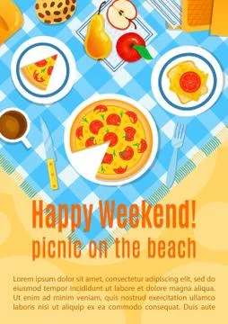 Picnic on the sand vector illustration. Stock Illustration