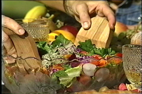 Picnic Serving Salad Video stock 343556