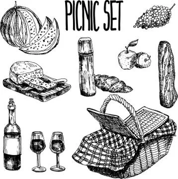 Picnic set. Vector illustration. Stock Illustration